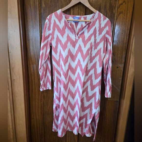 Pine Cone Hill Fine Linens Caftan Beach Cover Nightgown  XSMALL Pink Zig Zag - Picture 5 of 14